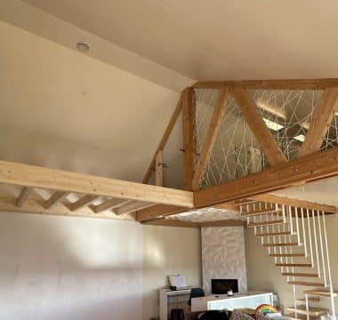 Création d'une mezzanine structure bois apparente